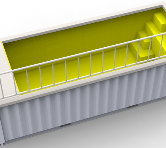Containerpool mit Geländer Entwurf